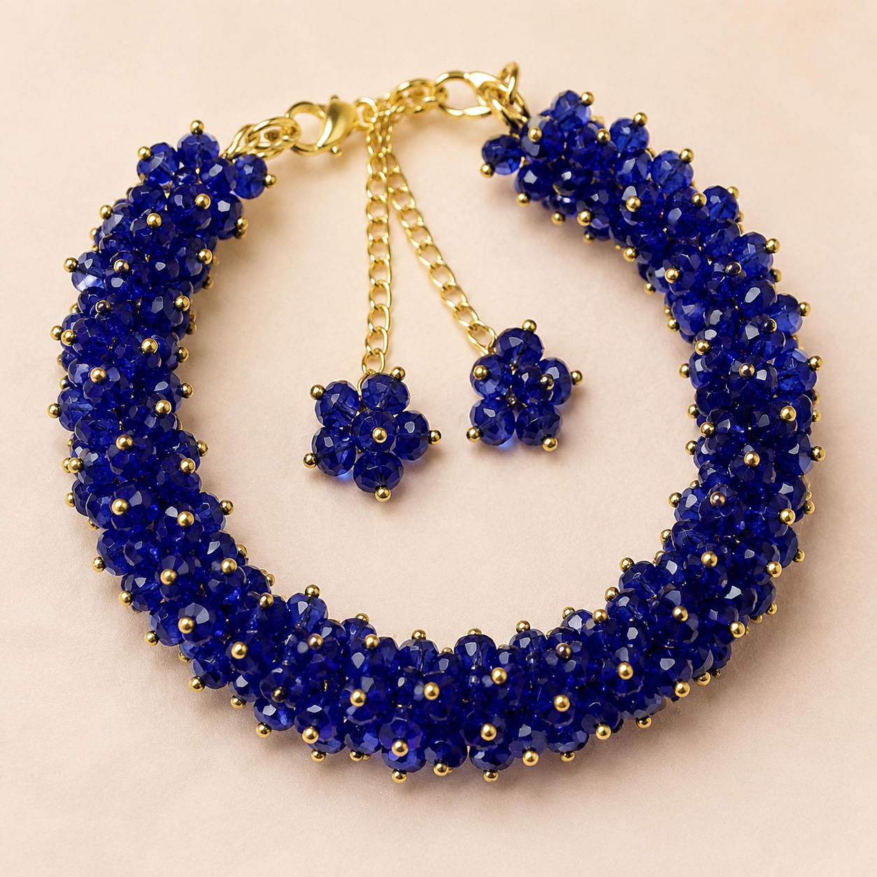 Aurelia Adjustable Crystal Cluster Bracelet in Royal Sapphire