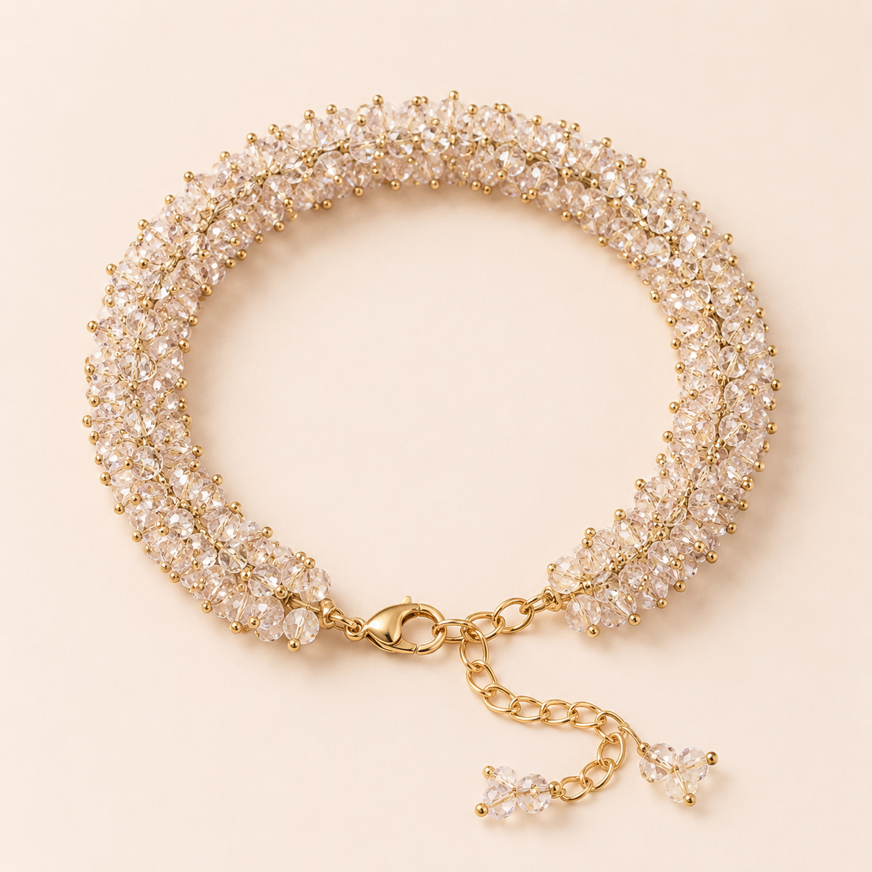 Aurelia Adjustable Crystal Cluster Bracelet in Champagne Crystal