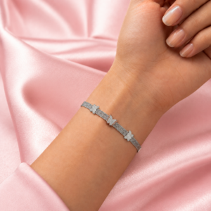 Elara silver butterfly bracelet for women worn on wrist
