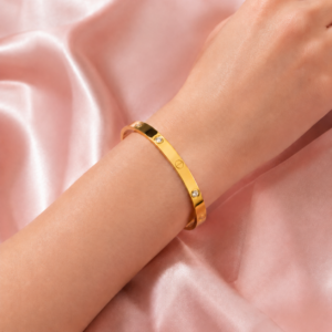 Valora gold crystal bangle for women worn on wrist