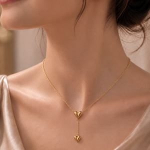 Valentina Twin Heart Y-Drop Necklace