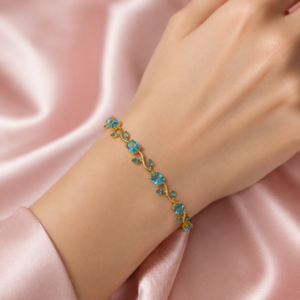 Seraphina gold aqua blue crystal vine bracelet