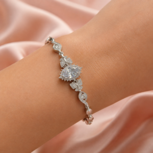 Lunara silver butterfly bracelet with pear-cut clear centre crystal