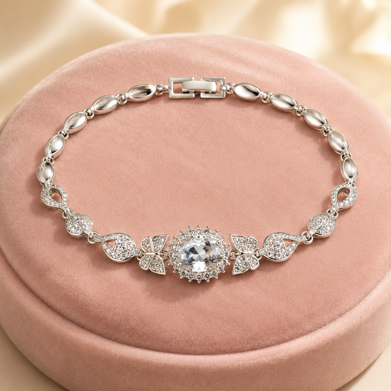 Lunara Pear-Cut Crystal Butterfly Bracelet - Image 2