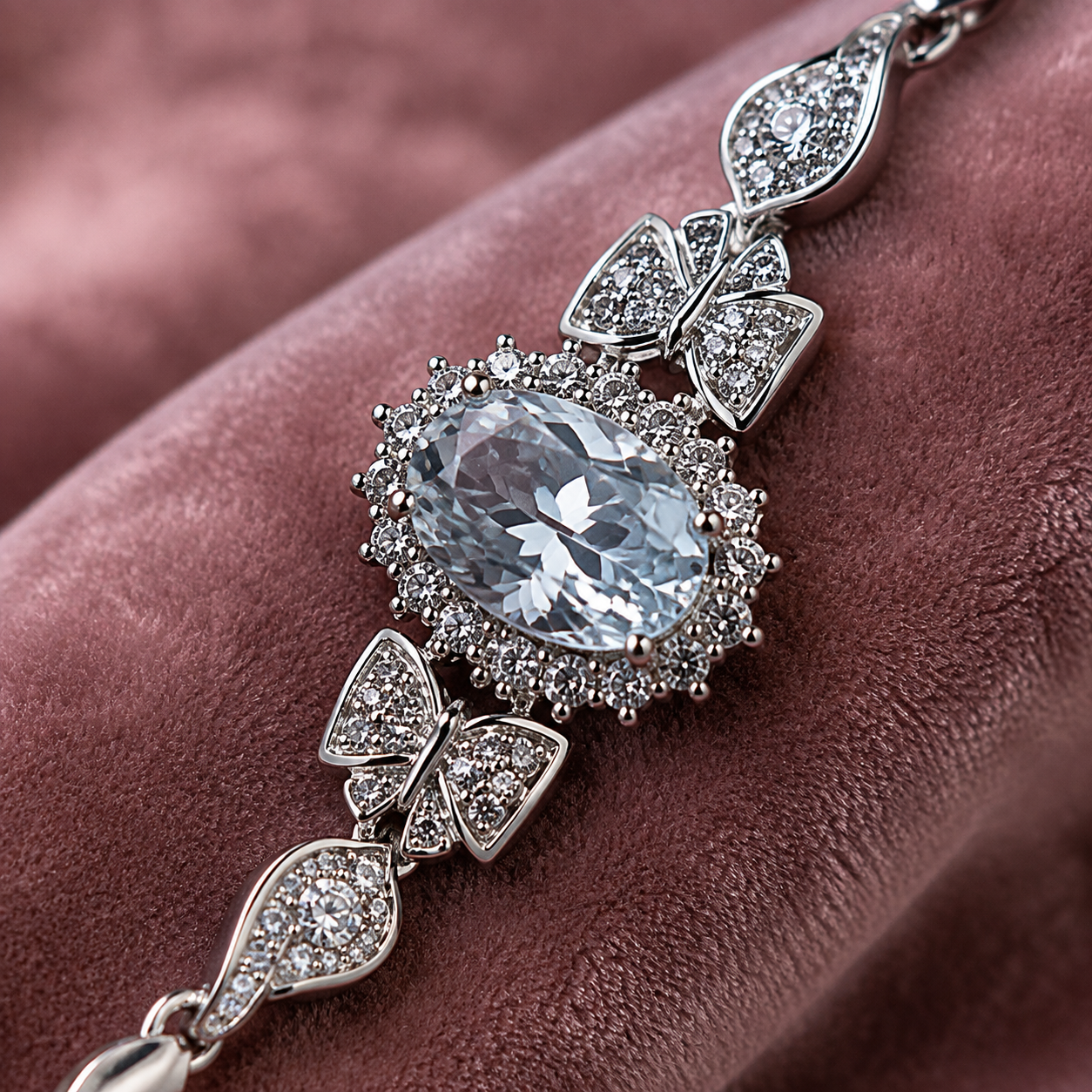 Lunara Pear-Cut Crystal Butterfly Bracelet - Image 3