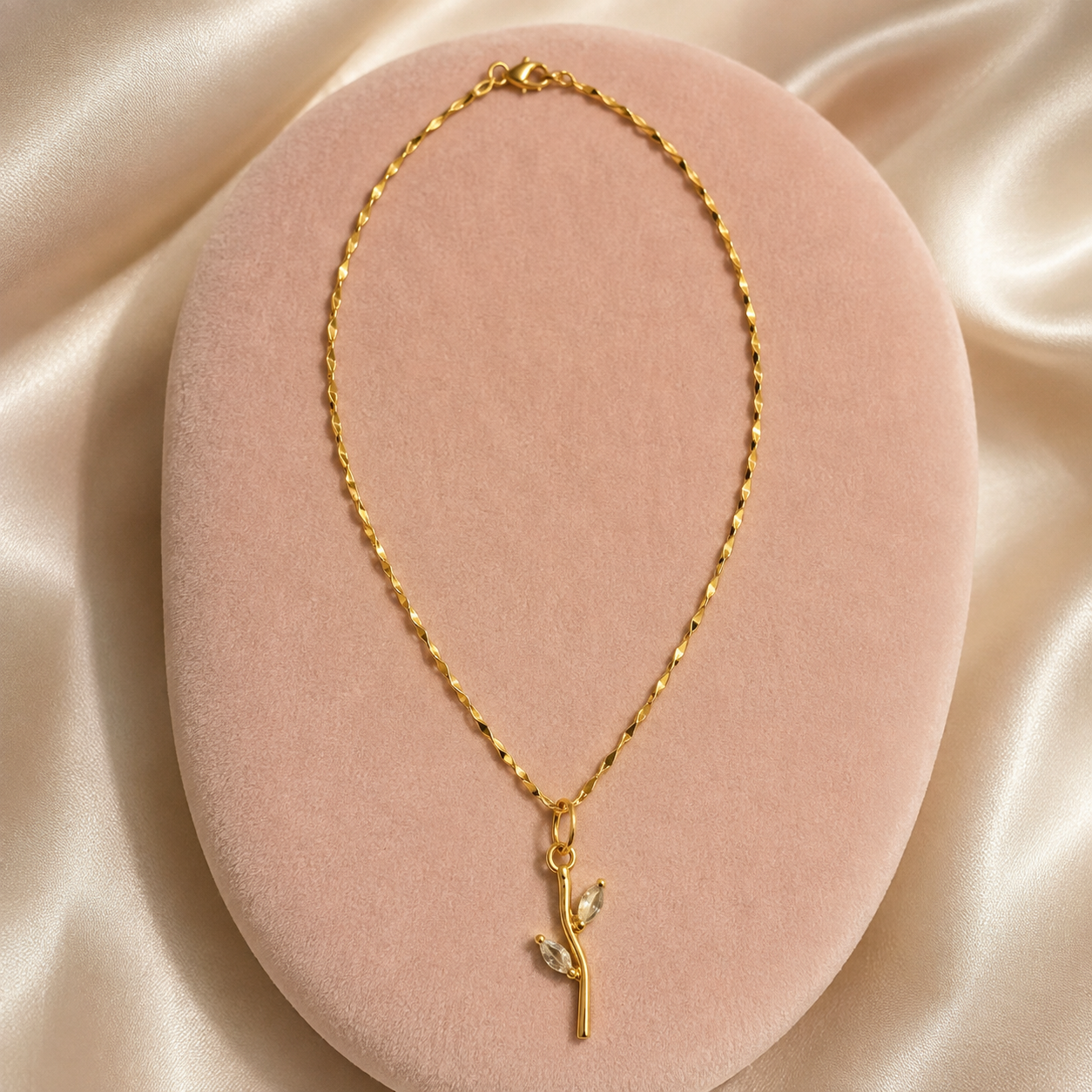 Florea Crystal Leaf gold-tone botanical pendant necklace