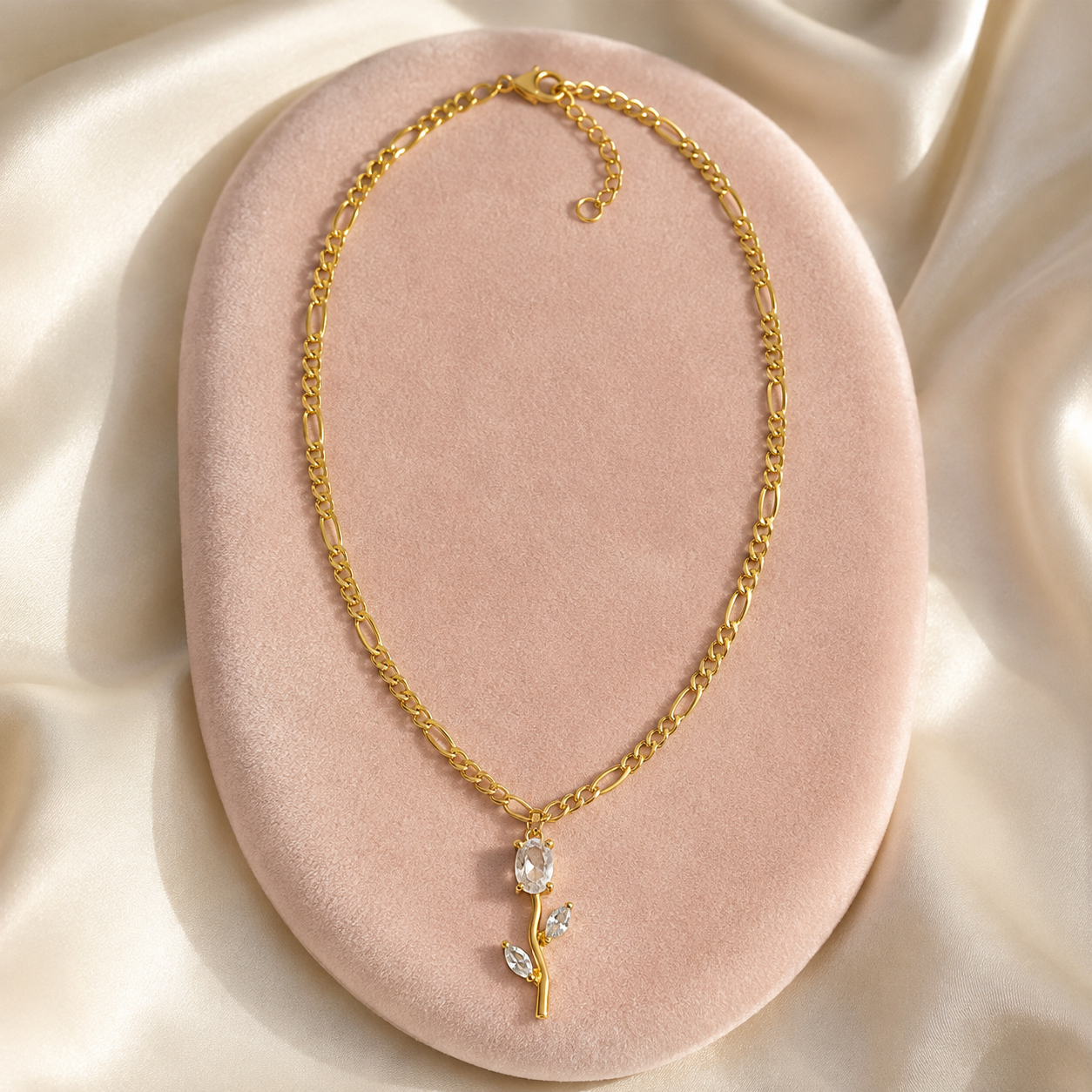 Florea Crystal Bloom clear floral pendant necklace with gold-tone chain