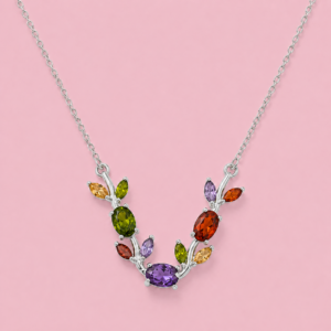 Elowen Multicolour crystal vine necklace with silver-tone chain
