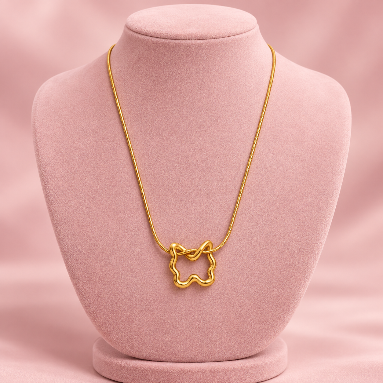 Golden Butterfly Outline Necklace - Image 3
