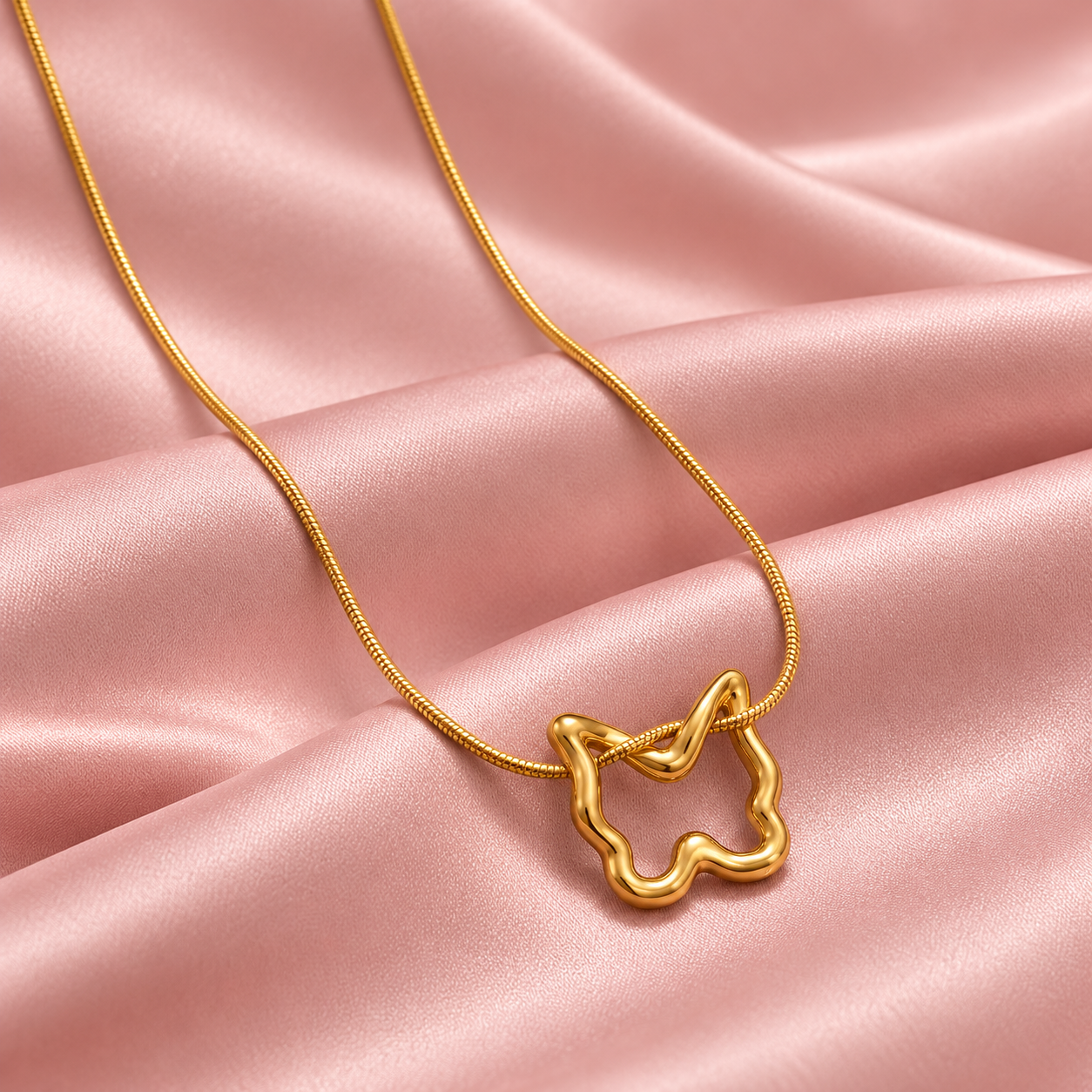 Golden Butterfly Outline Necklace - Image 2