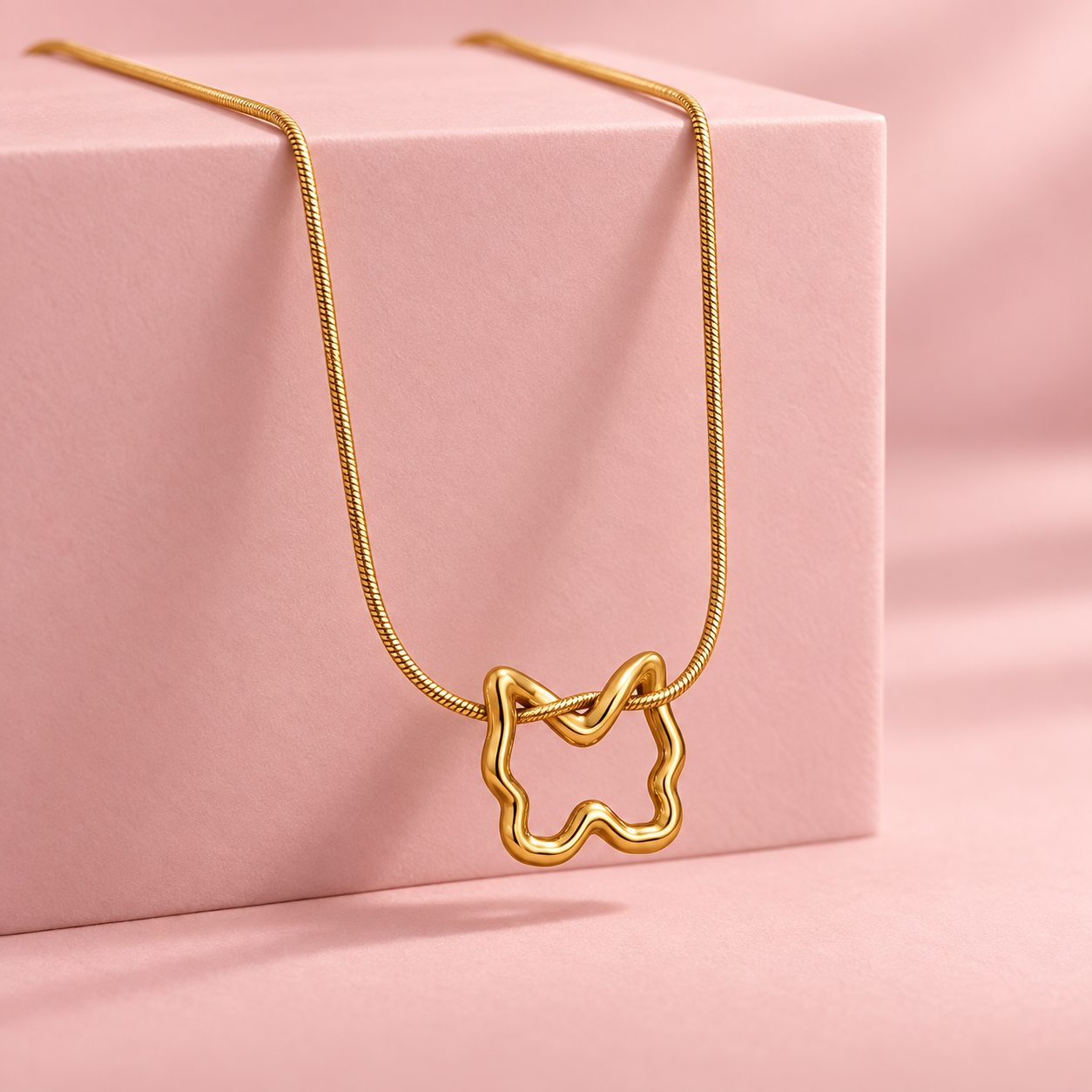 Golden Butterfly Outline Necklace - Image 4