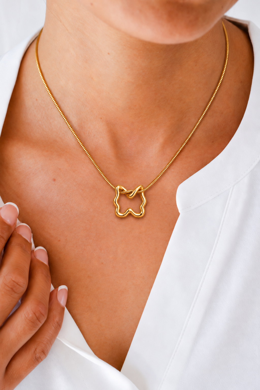 Golden Butterfly Outline Necklace