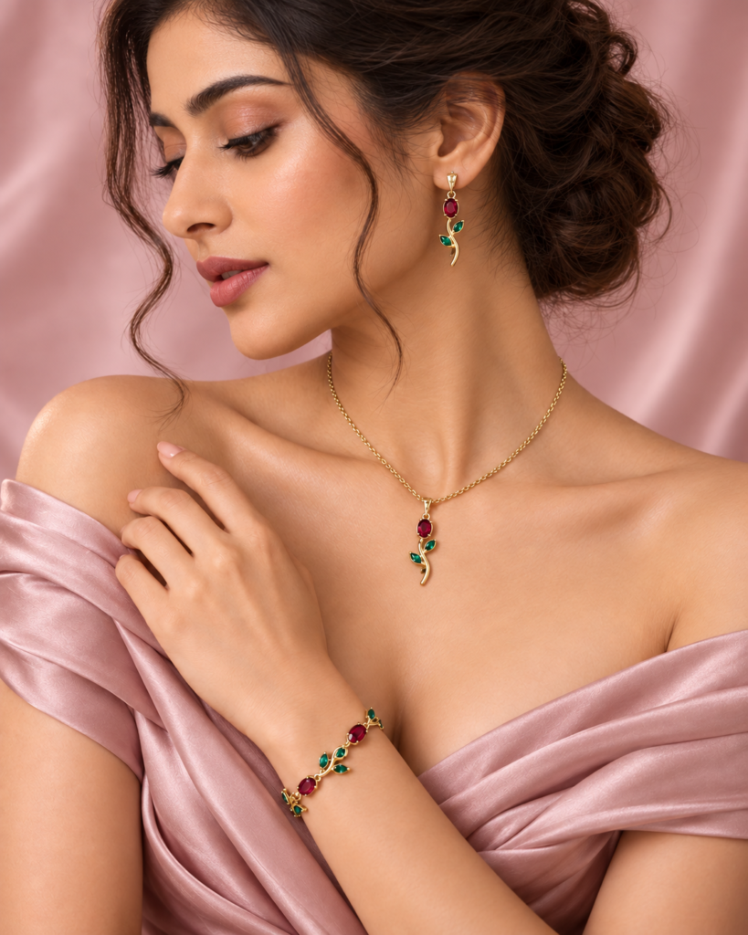 Tulip Jewellery Set – Necklace, Earrings & Bracelet