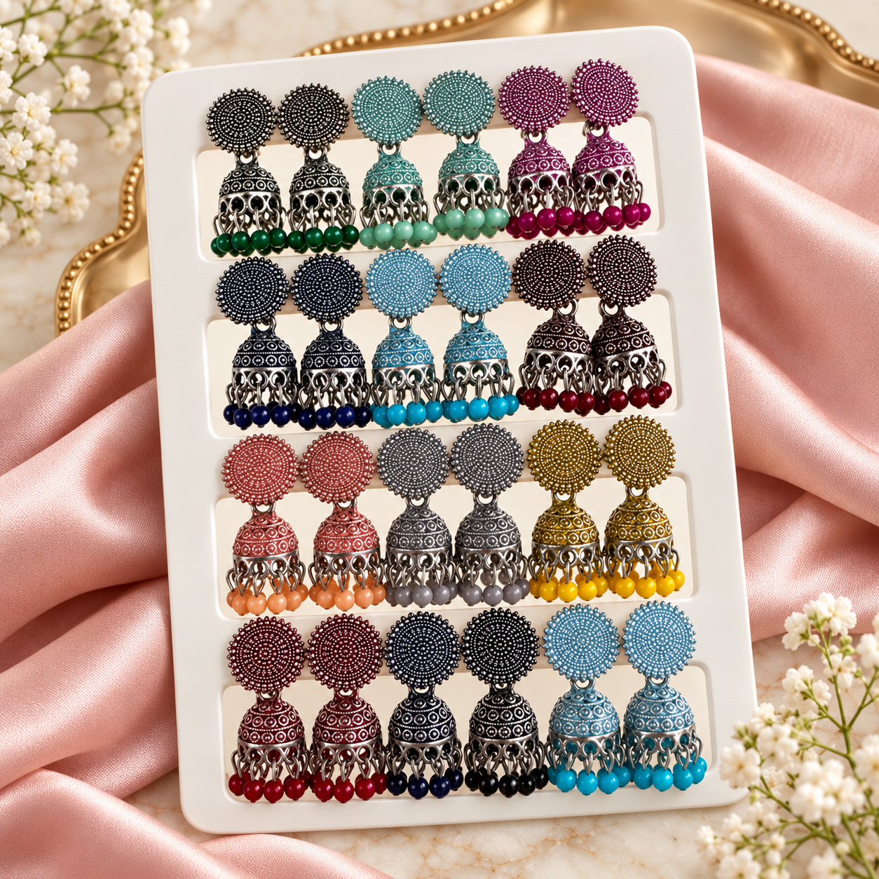 Multicolor Jhumka Earrings Set