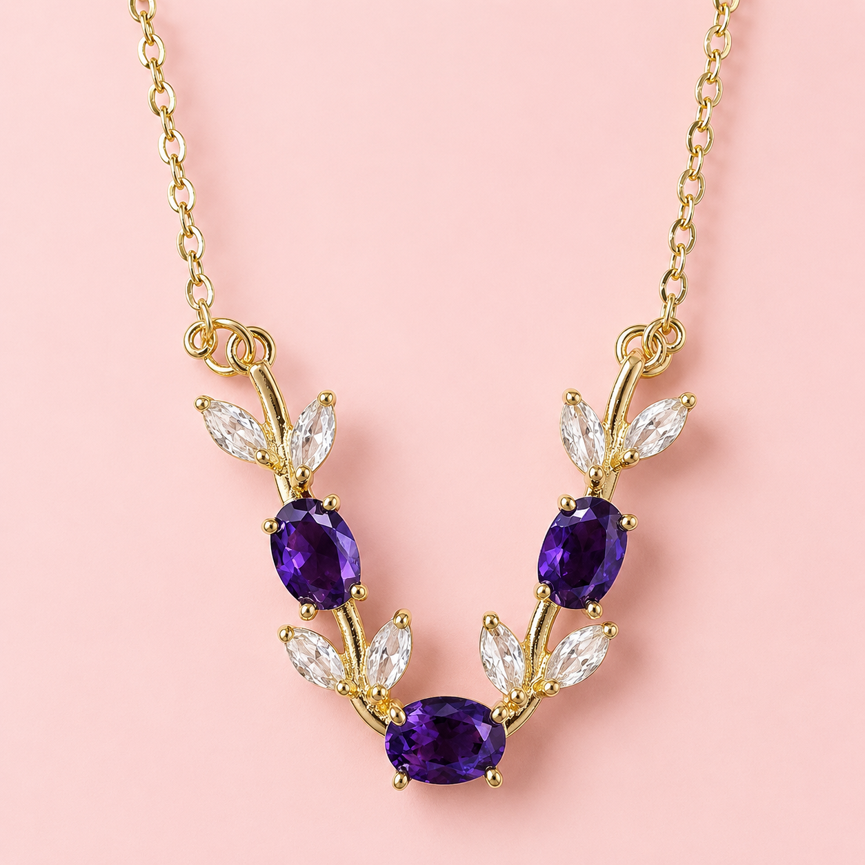 Violetta Deep Purple Crystal Vine Necklace - Image 4