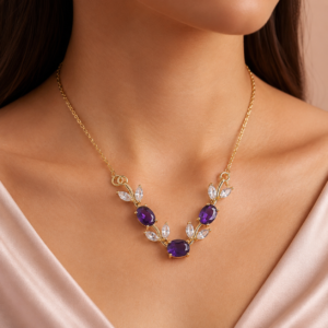 Violetta deep purple crystal vine necklace