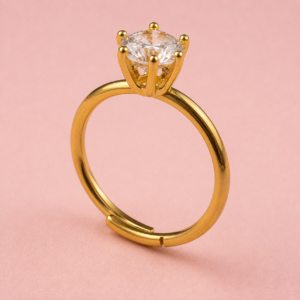 Elara gold-tone solitaire adjustable ring