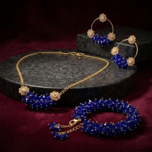 Azura Royal Blue Cluster Jewellery Set