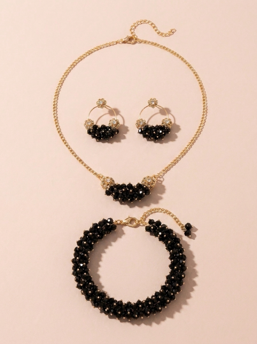 Noira Midnight Black Cluster Jewellery Set - Image 5