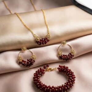 Seraphina Ruby Red Cluster Jewellery Set