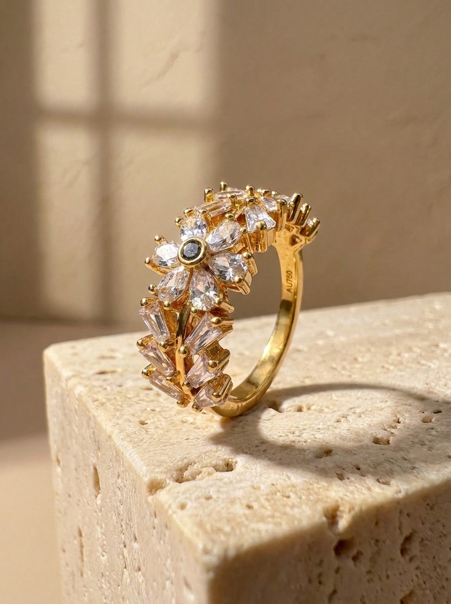Crystal Bloom Adjustable Ring - Image 5